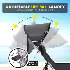 Minndudu side profile reclined to demonstrate five-position adjustability benefit