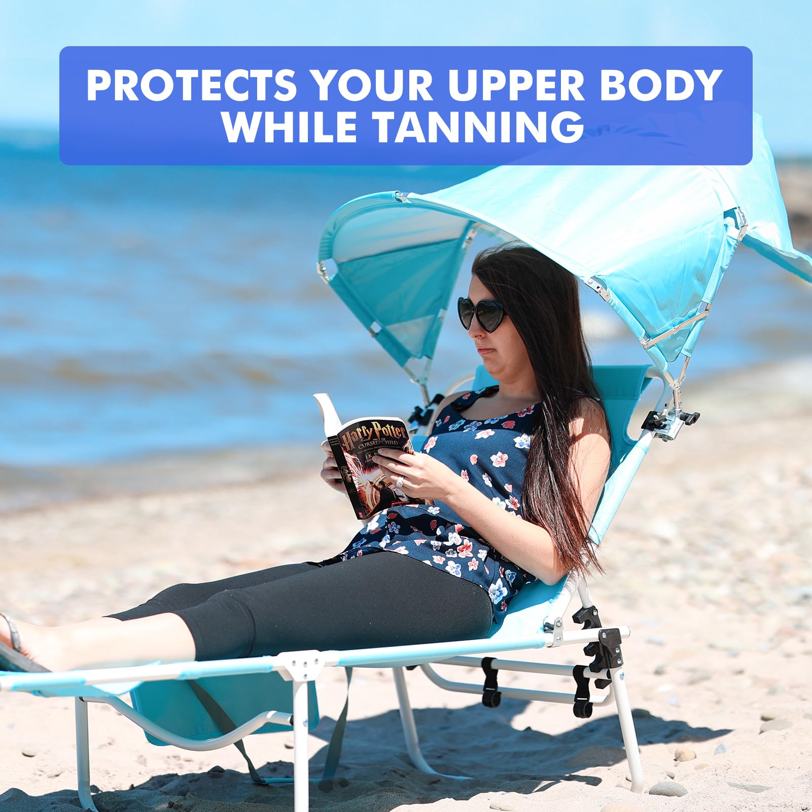 Minndudu canopy adjusted forward, UPF 50+ shade for glare reduction