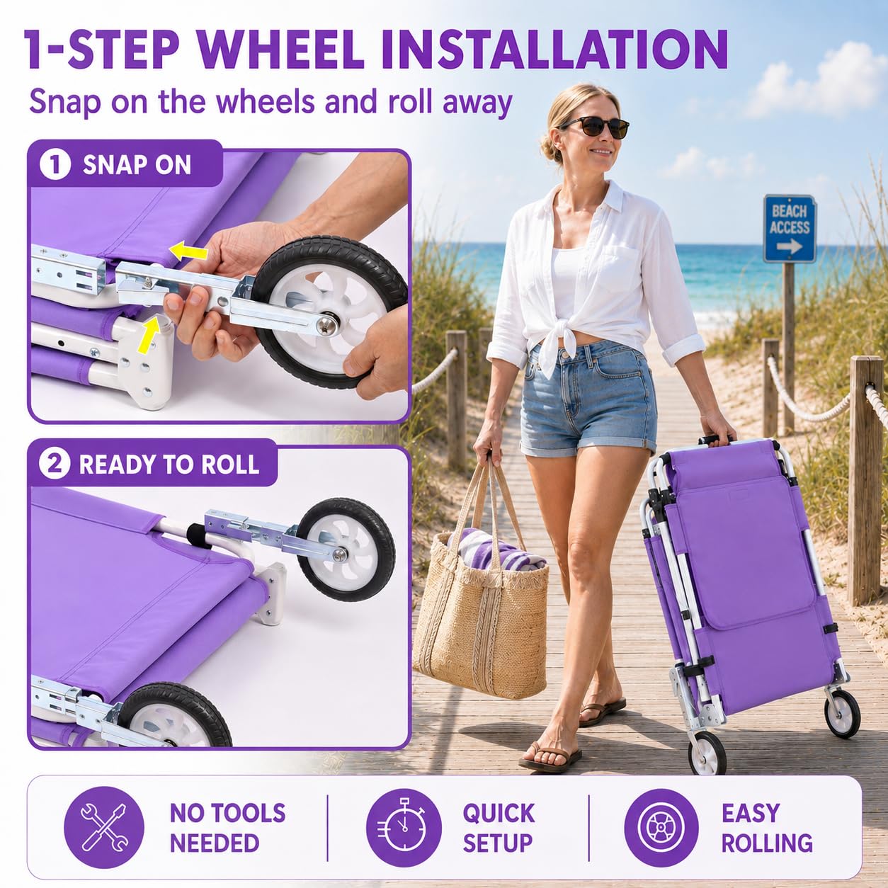 Minndudu rubber wheels and sturdy frame detail for effortless transport