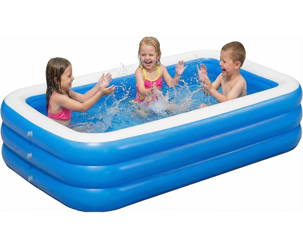 Minxchen front view of inflated pool showing roomy family benefit