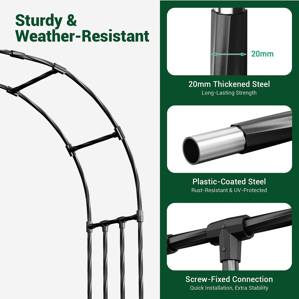 Miory arch base and connector detail showing secure assembly and durability