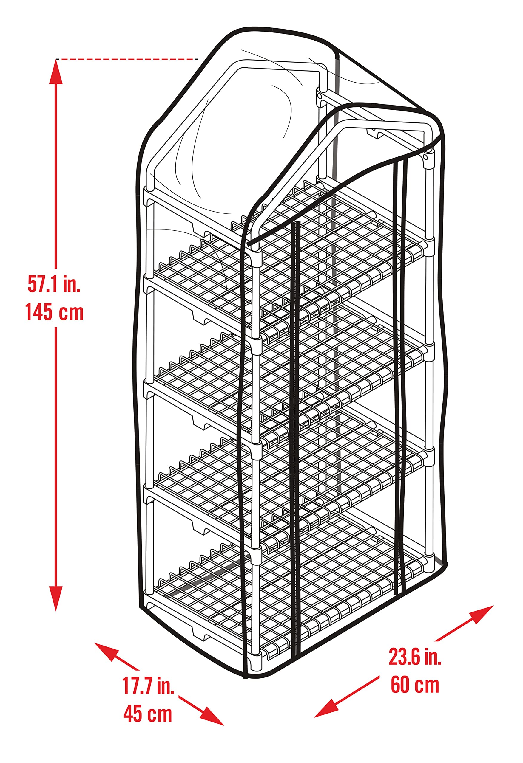Miracle-Gro double-zipper door rolled up for easy access and ventilation