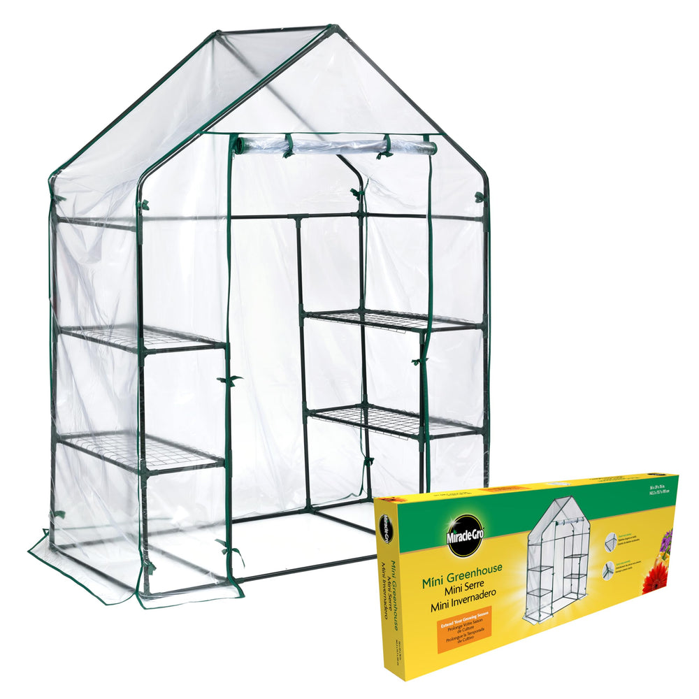 Miracle-Gro front view with clear cover showing plant protection and sunlight benefit