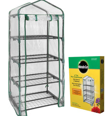 Miracle-Gro front view of mini greenhouse showing clear cover and tiers for compact gardening