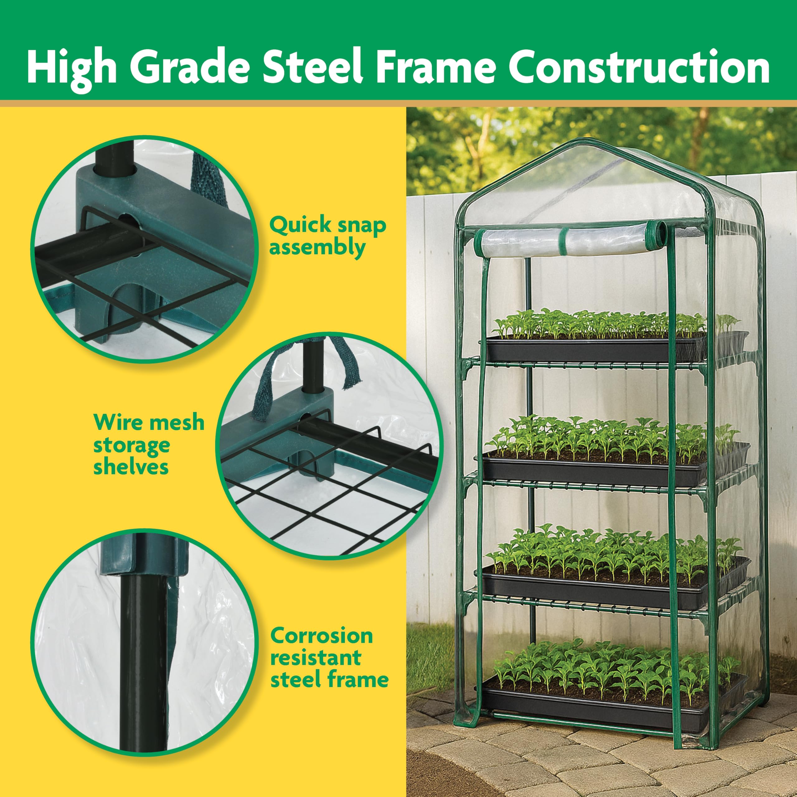 Miracle-Gro roll-up zipper door open for easy access and convenient plant care