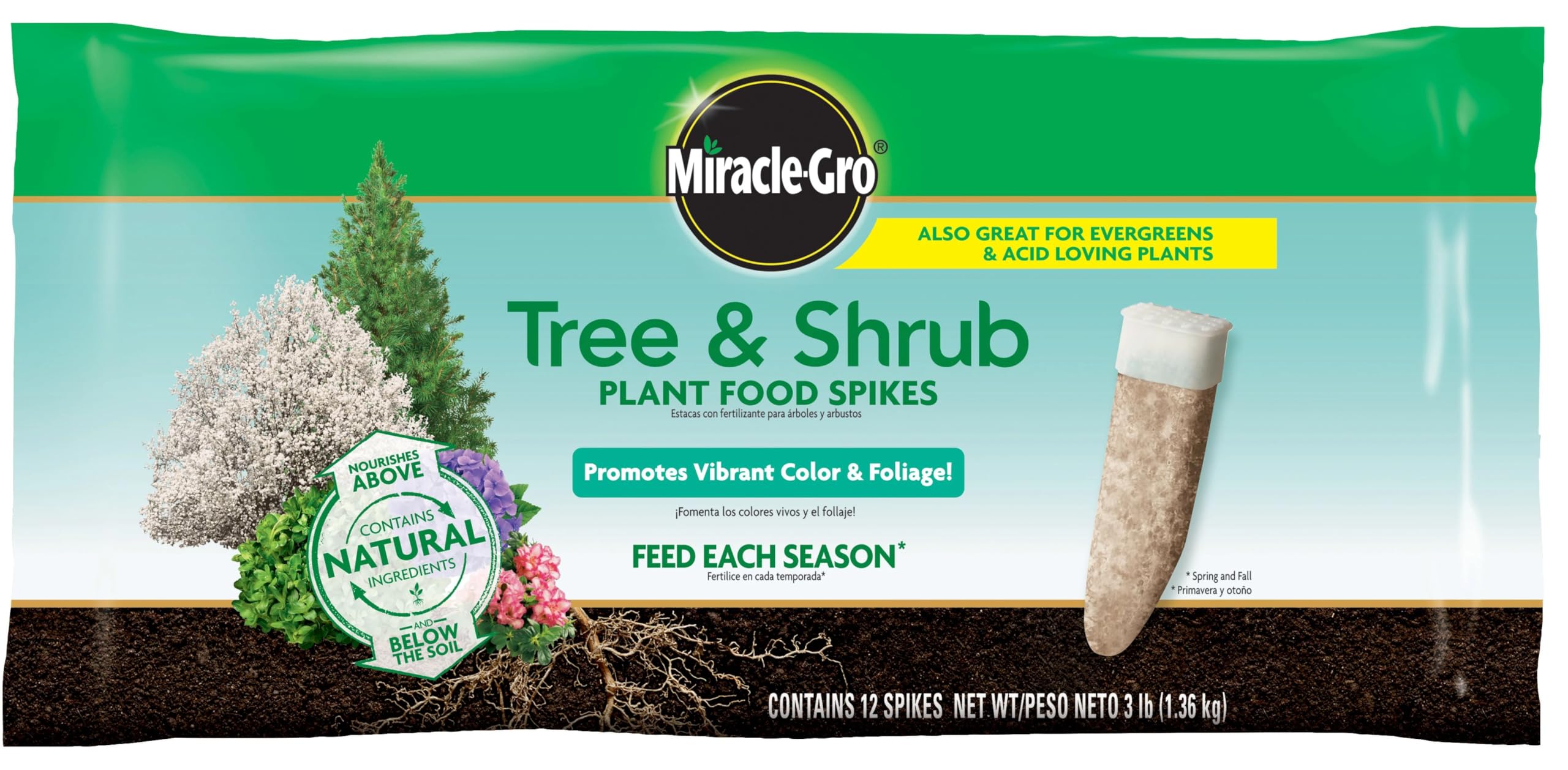 miracle-gro spikes next to a ruler illustrating size and scale for correct soil insertion depth