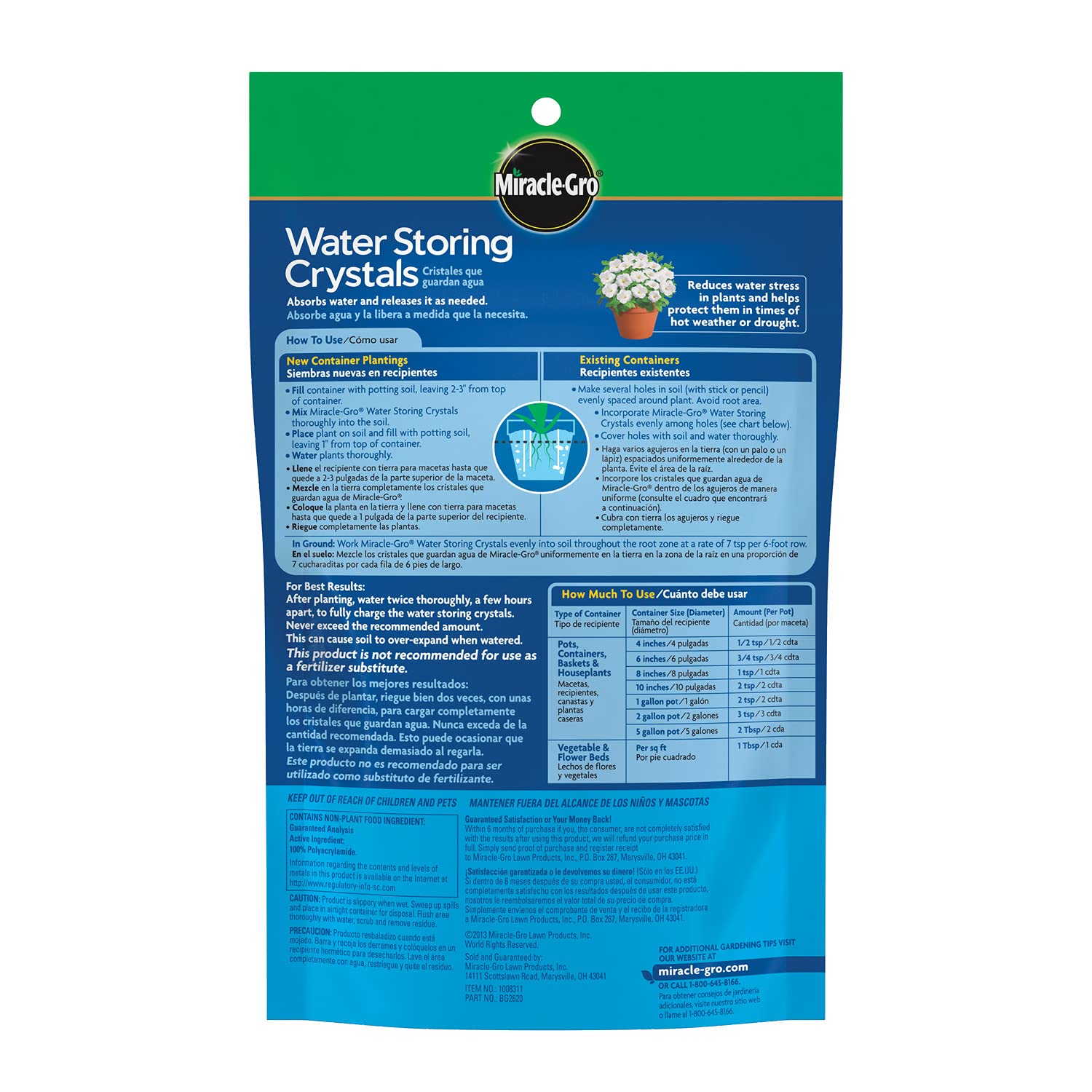 Miracle-Gro next to measuring cup showing recommended dosing and scale