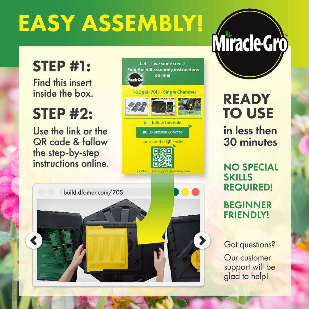 Miracle-Gro sliding door open for easy access to finished compost