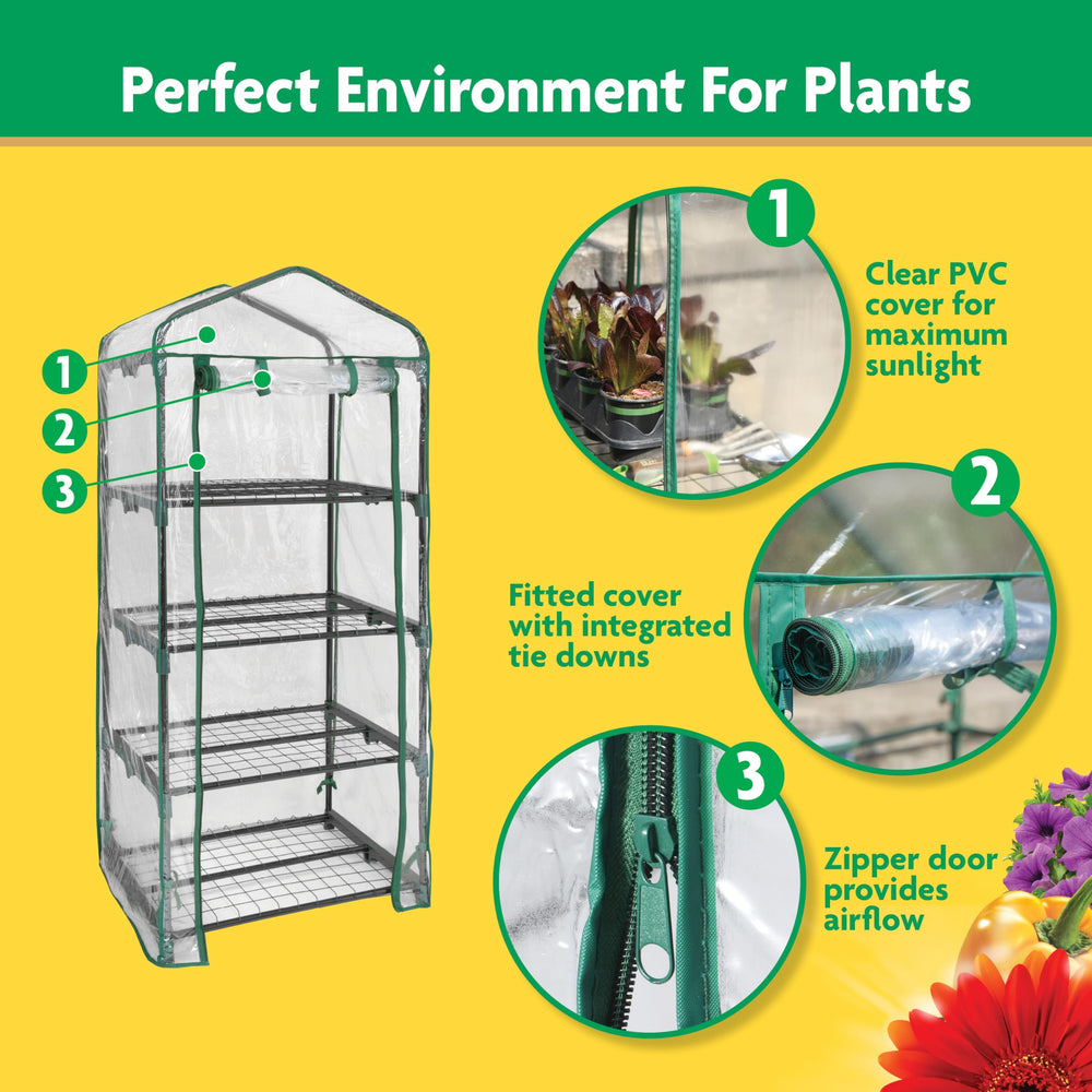Miracle-Gro wire mesh shelf detail showing sturdy support and improved drainage