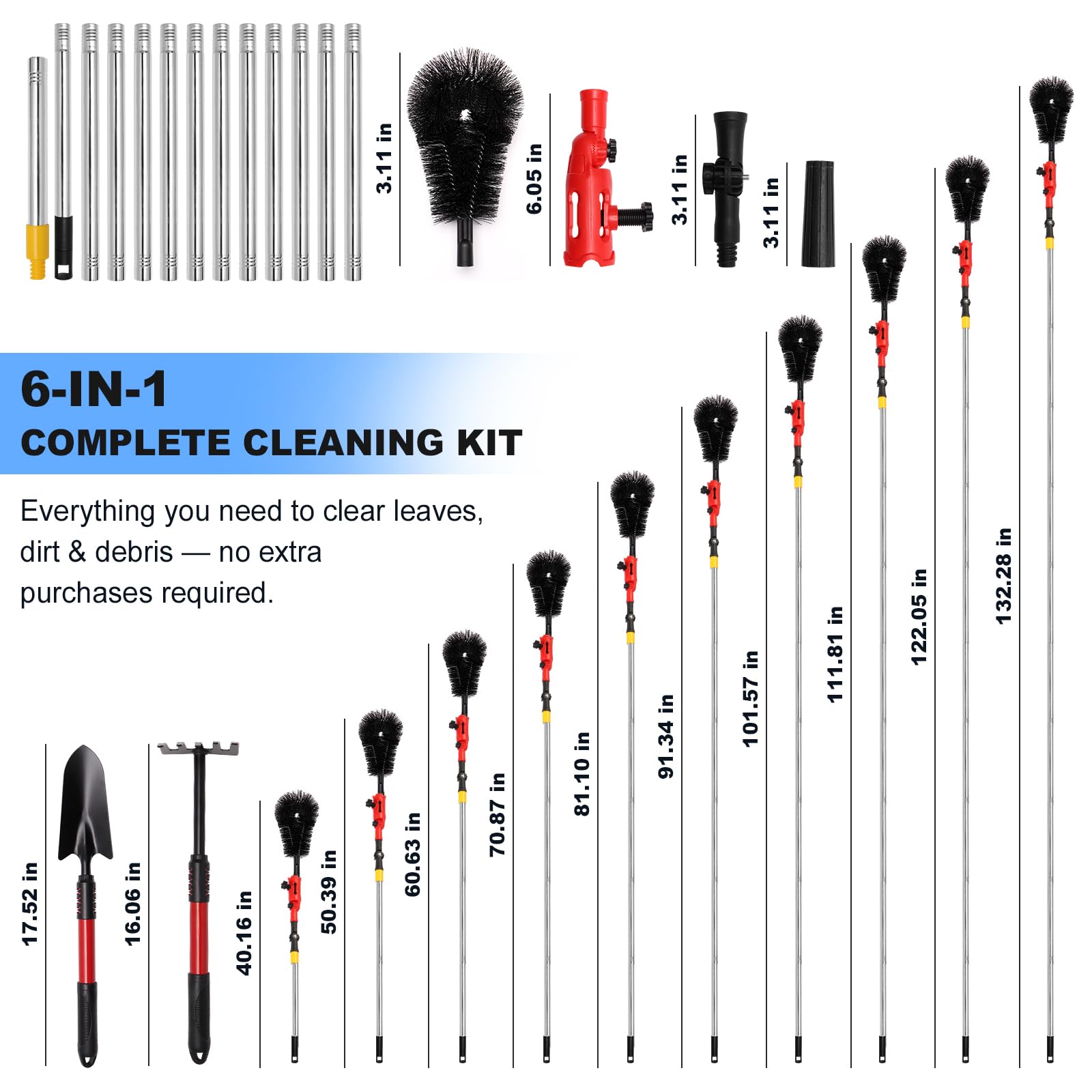 Mirenelle brush head close-up with stiff bristles removing compacted debris effectively