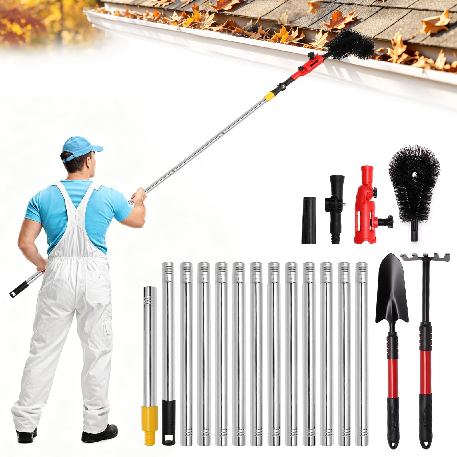 Mirenelle front packaging showing full 6-in-1 gutter kit and components for safe cleaning