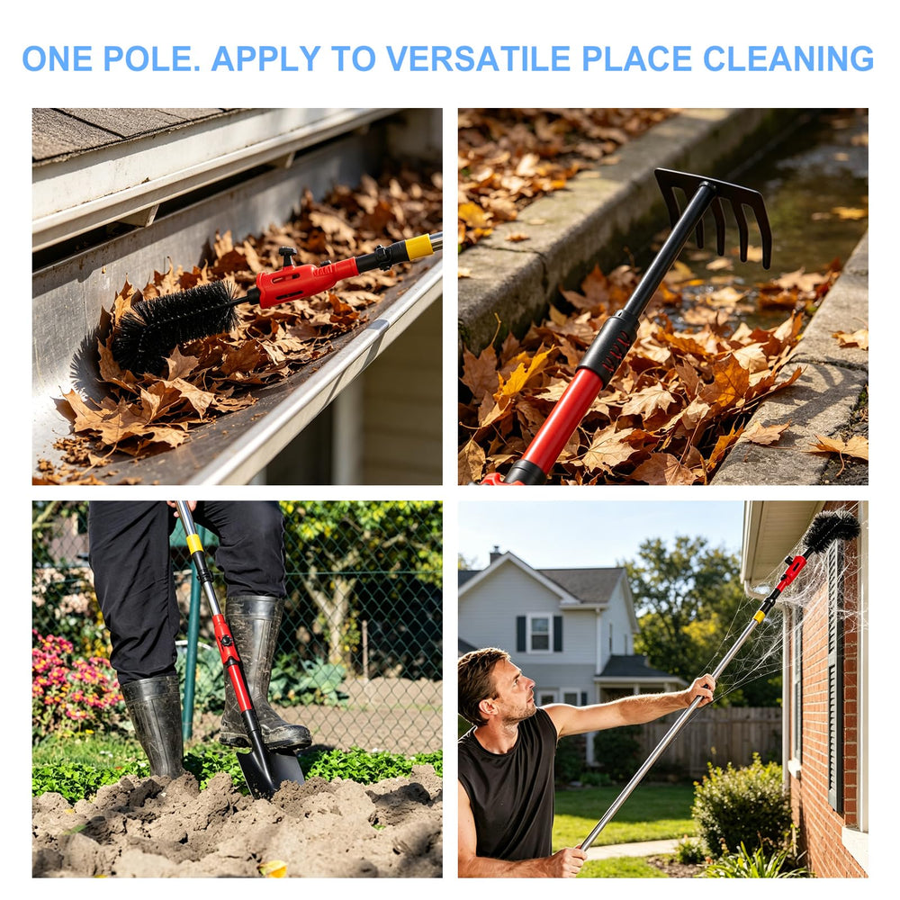 Mirenelle tool in use clearing gutters from ground level for safer maintenance