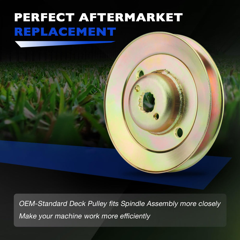 Misakomo pulley on a zero-turn mower deck demonstrating restored performance