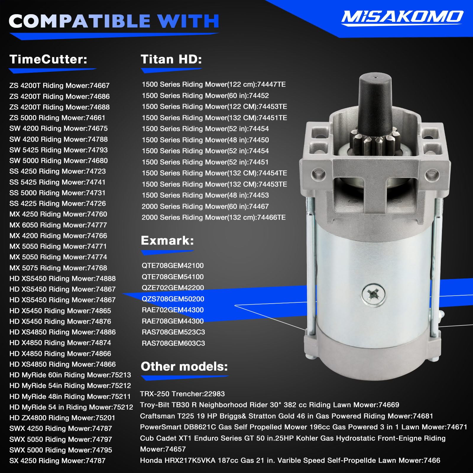 Misakomo starter mounting flange detail ensuring correct bolt alignment