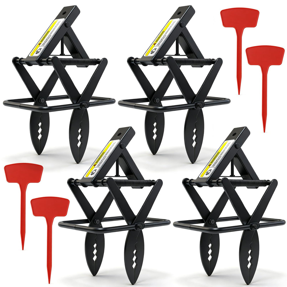 Misoull front view of four traps showing durable steel and compact design benefit reliable placement
