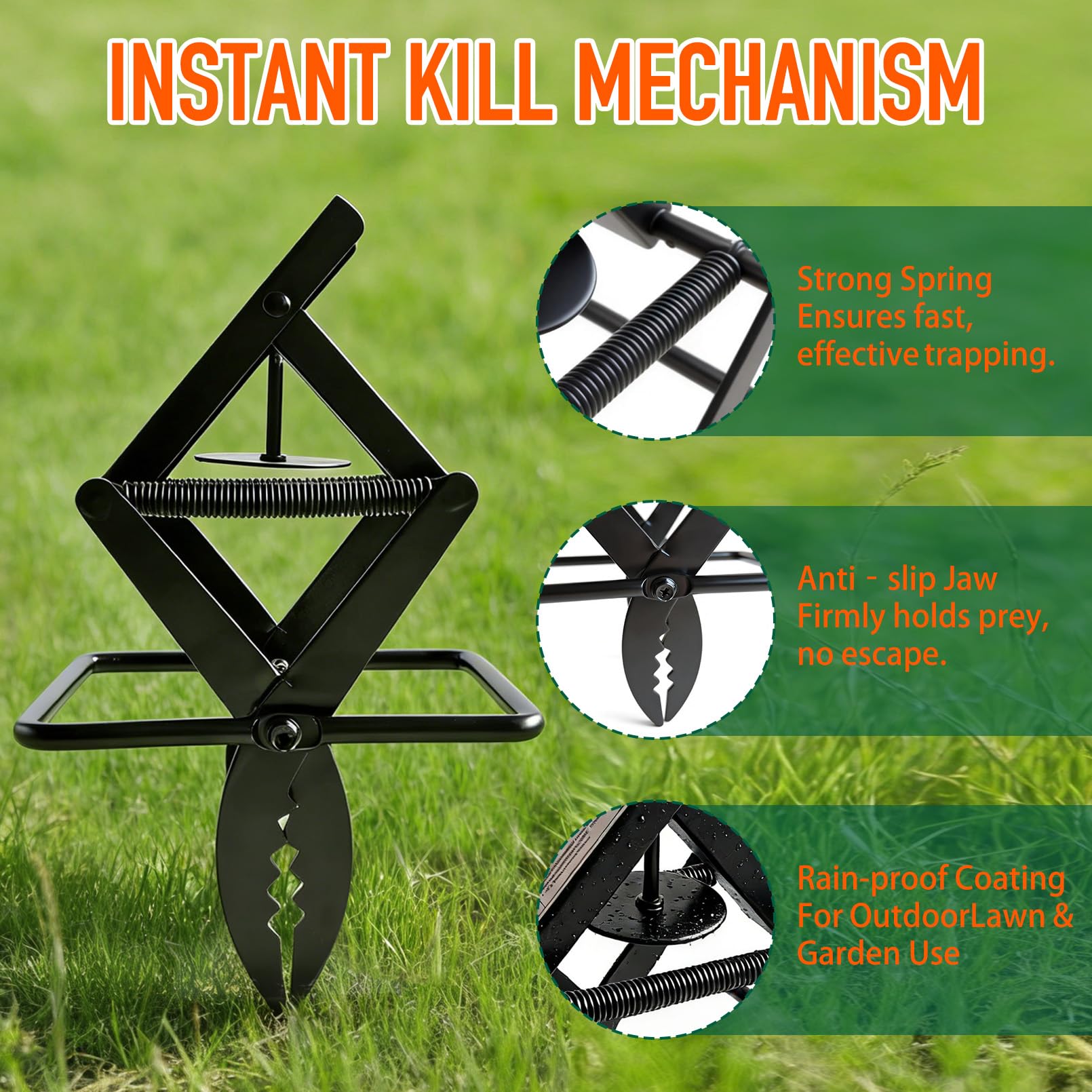 Misoull trap beside a hand showing size and scale for easy handling and tool-free setup