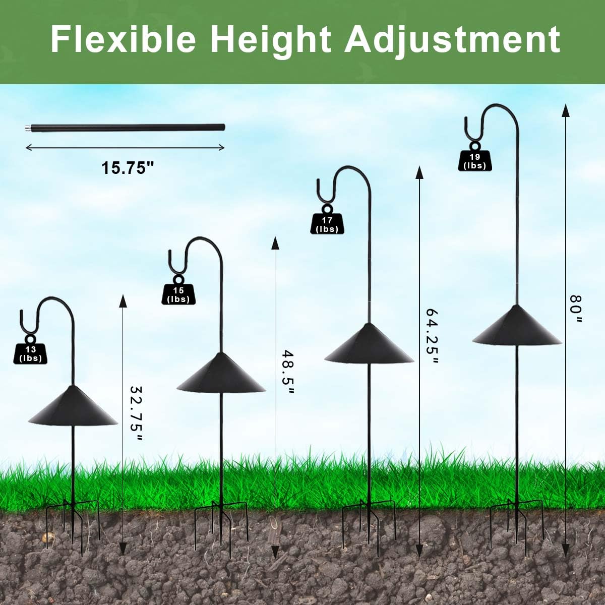MISPACIO five-prong base inserted in ground showing firm anchoring benefit