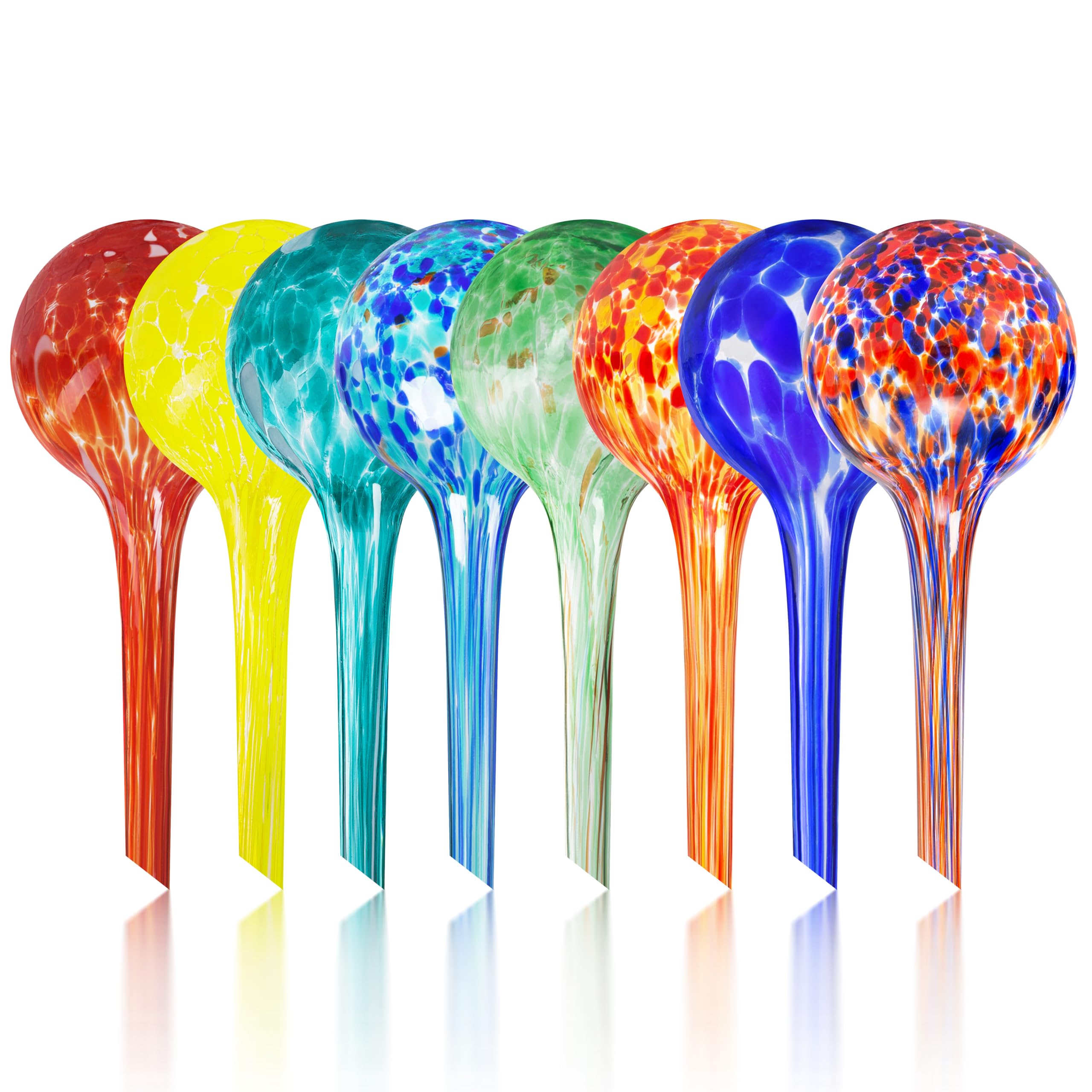 Mission Gallery front view of eight glass watering globes, time-saving irrigation
