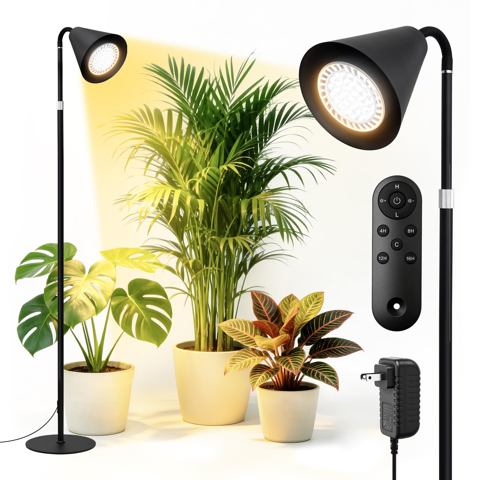 MistyJungle front view of lamp showing sleek shade and plant benefit