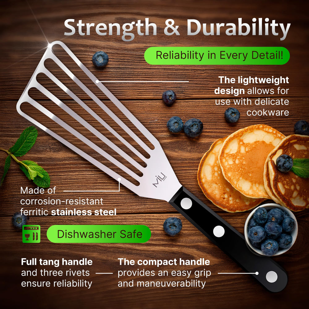MIU France spatula on outdoor grill setting showing heat resistance and versatility
