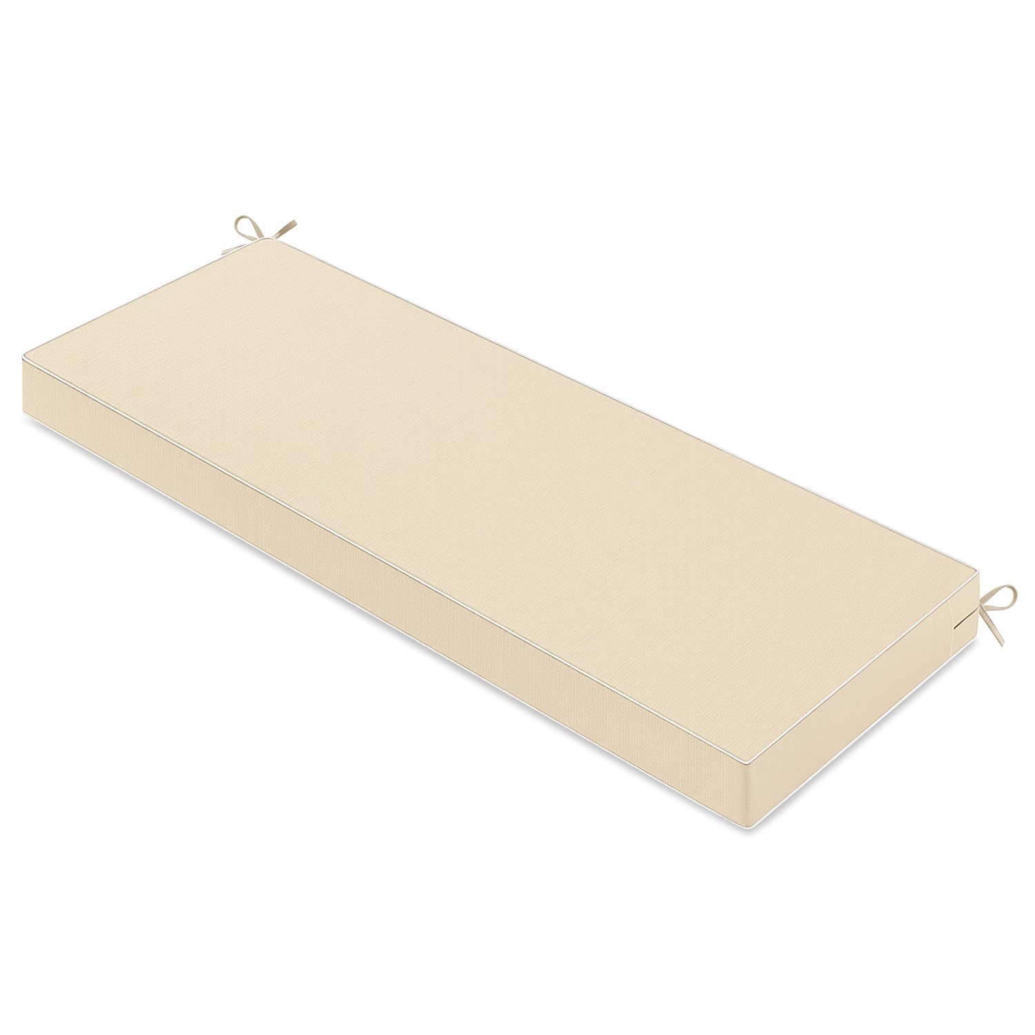 MIULEE front view showing beige cushion on bench, enhancing outdoor seating comfort
