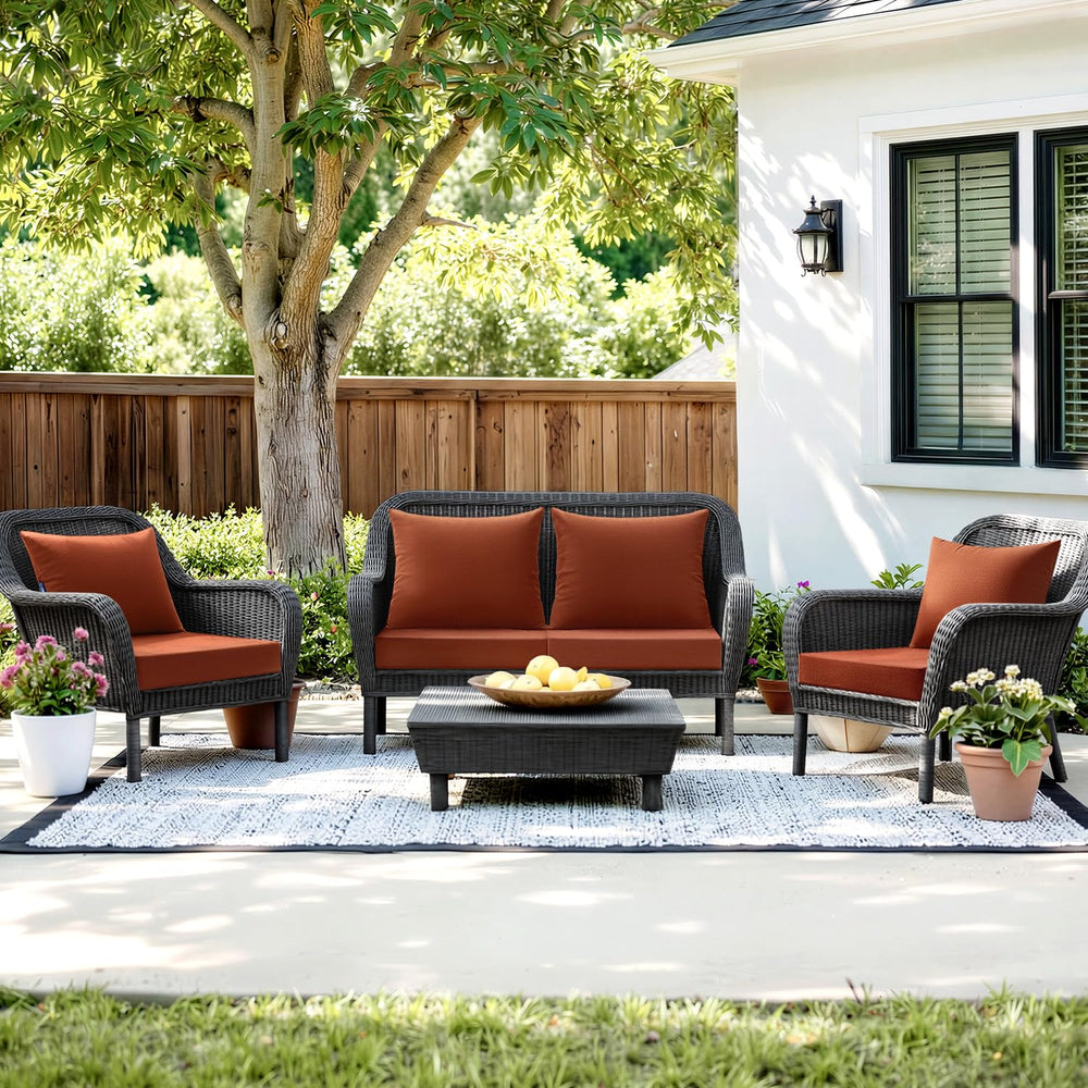 MIULEE cushions on patio set showing coordinated style and outdoor-ready durability