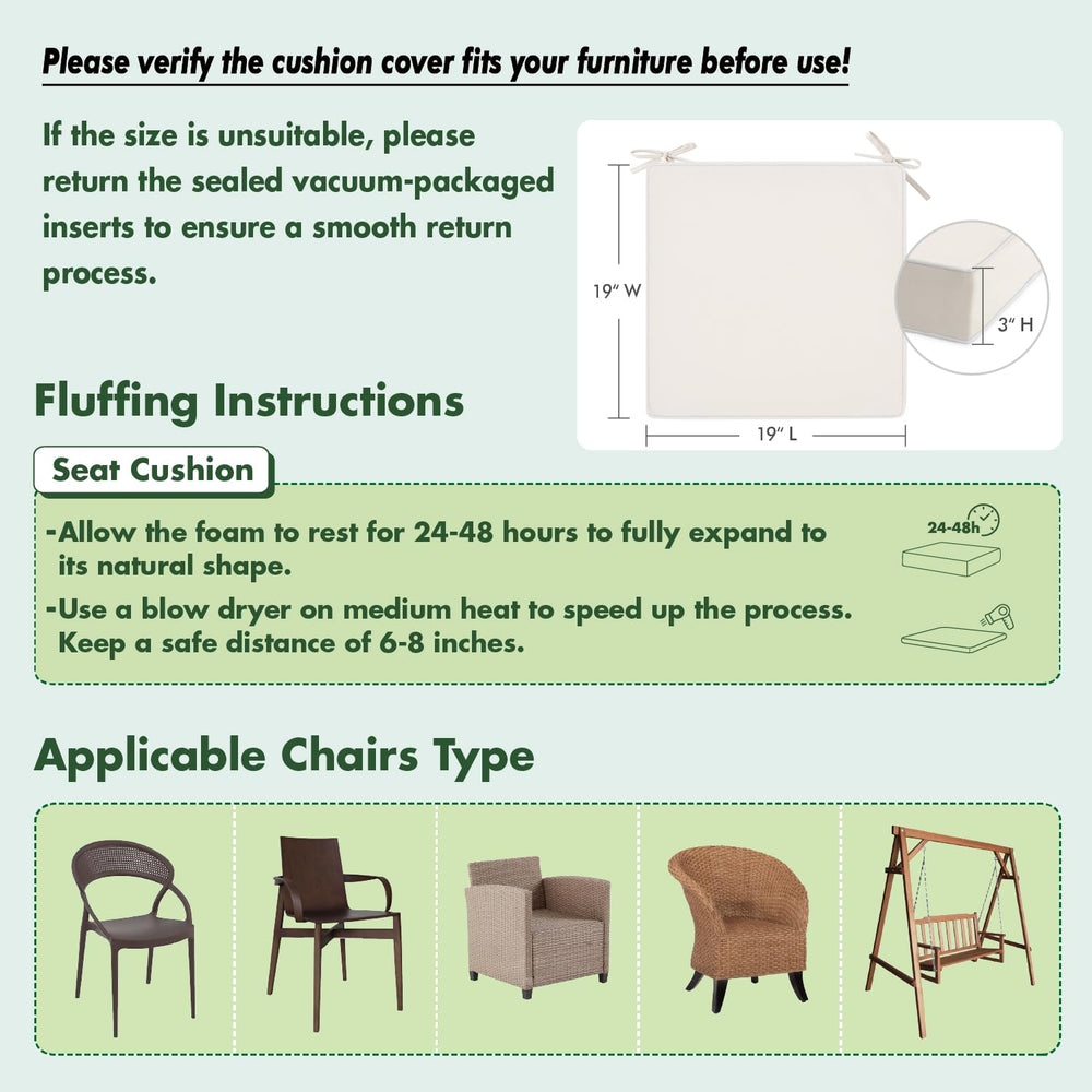 MIULEE cushions beside chair to show 19x19x3 inch size and fit benefit