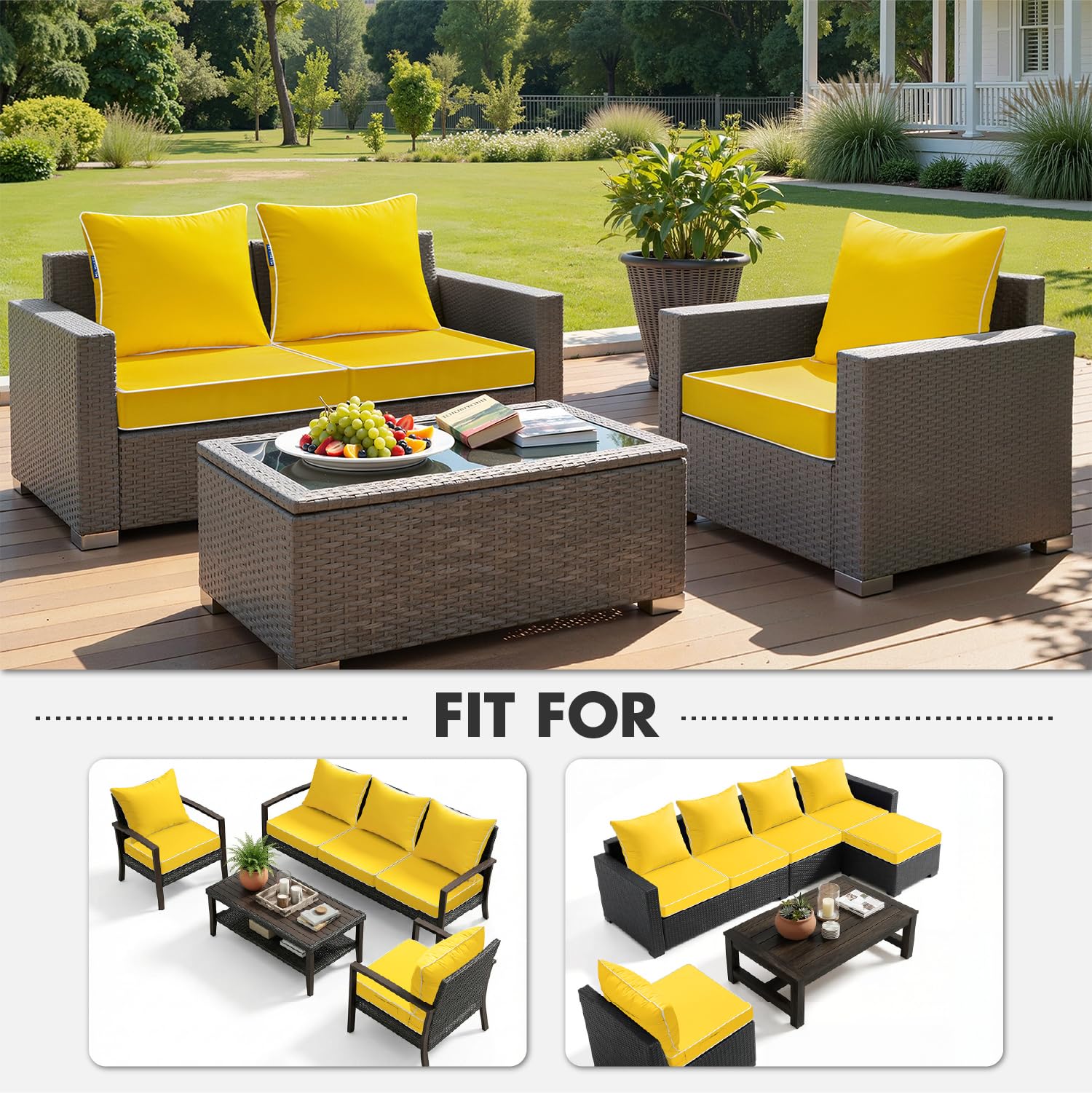 MIULEE cushions placed on wicker patio chair showing styling benefit