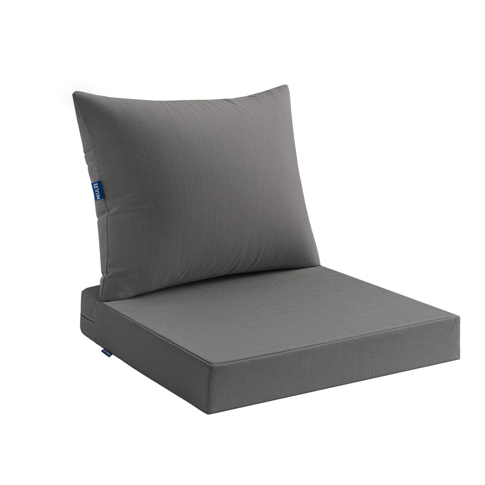 MIULEE dark grey cushion front view showing clean lines and outdoor-ready look for stylish patios