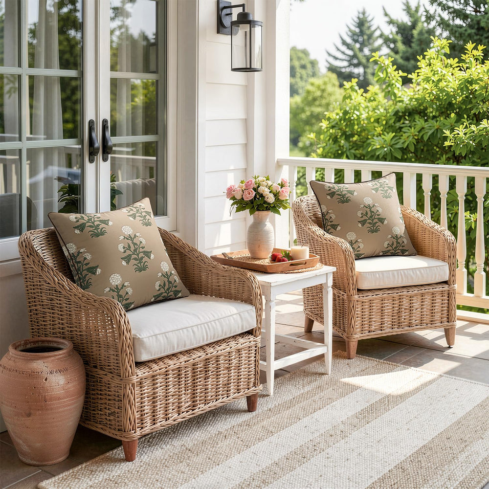 MIULEE pillows arranged on a porch sofa offering a cozy outdoor seating look