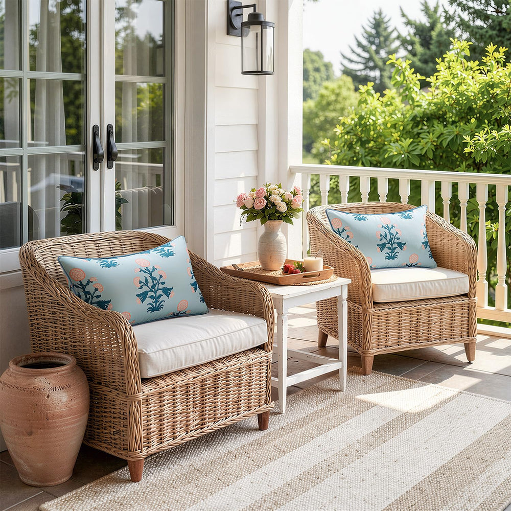 MIULEE decorative pillows on porch swing creating inviting outdoor seating