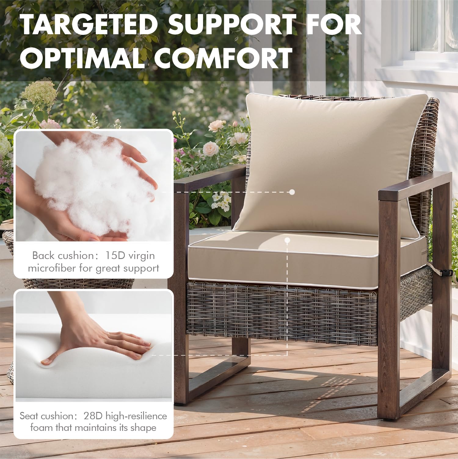 MIULEE foam interior cutaway revealing 28D supportive foam for lasting comfort