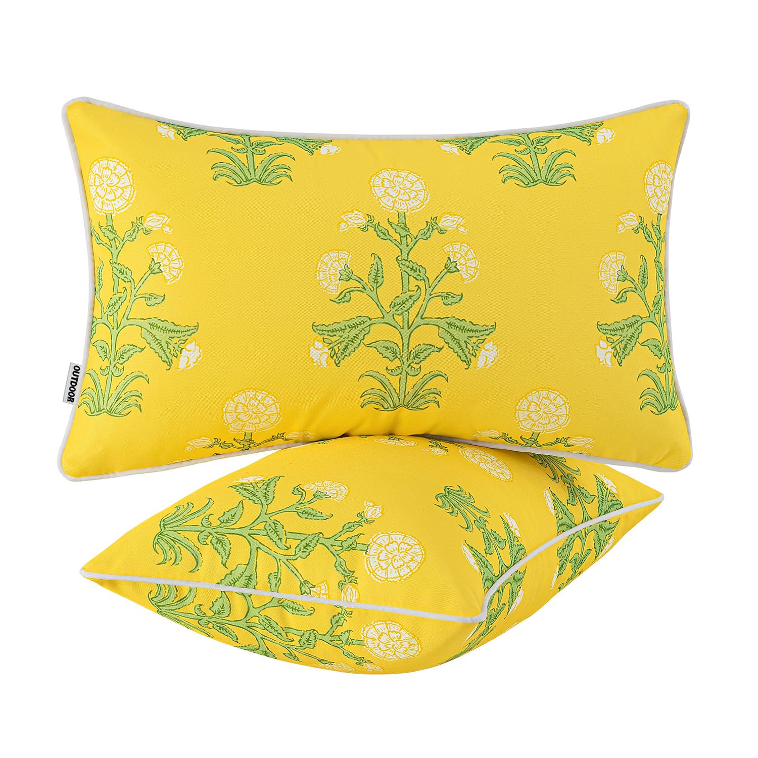 MIULEE front facing yellow floral lumbar pillows showing bright design and instant decor upgrade