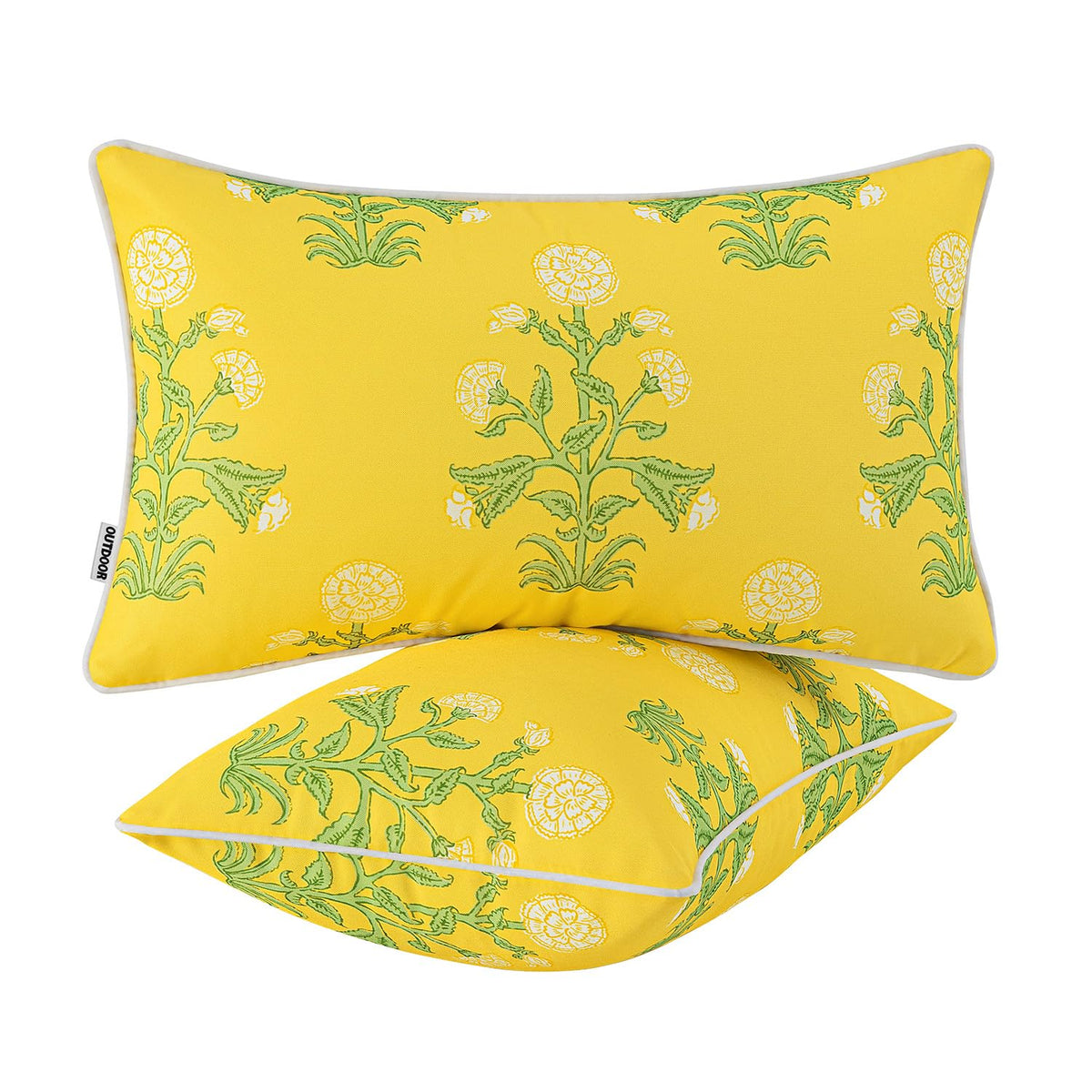 MIULEE front facing yellow floral lumbar pillows showing bright design and instant decor upgrade