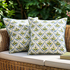 MIULEE front view of blue-green floral cover shows vibrant pattern and curb appeal