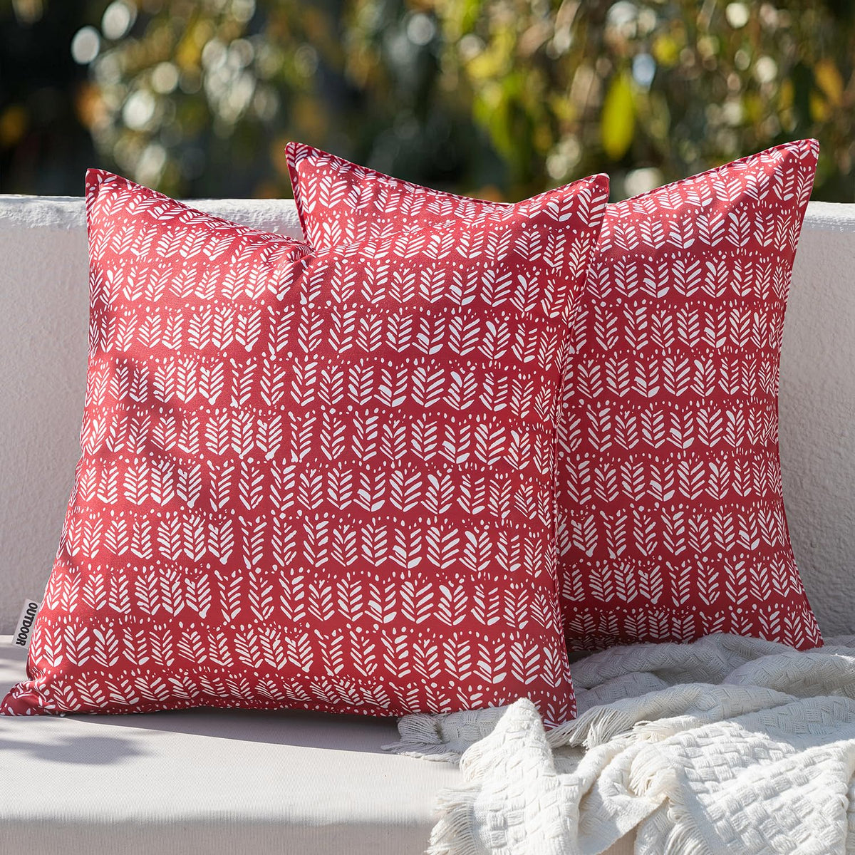 miulee front view of two royal blue outdoor pillows showing clean styling and durability