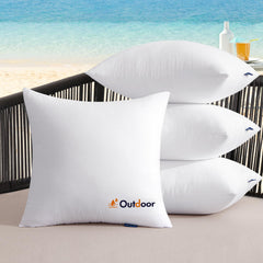 MIULEE front view of set of four 20x20 waterproof pillow inserts showing neat packaging and convenience