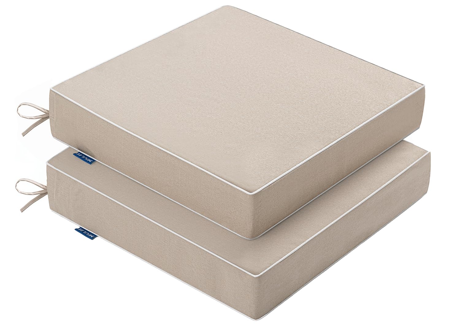MIULEE front view of two beige cushions showing neat tailored look and comfort