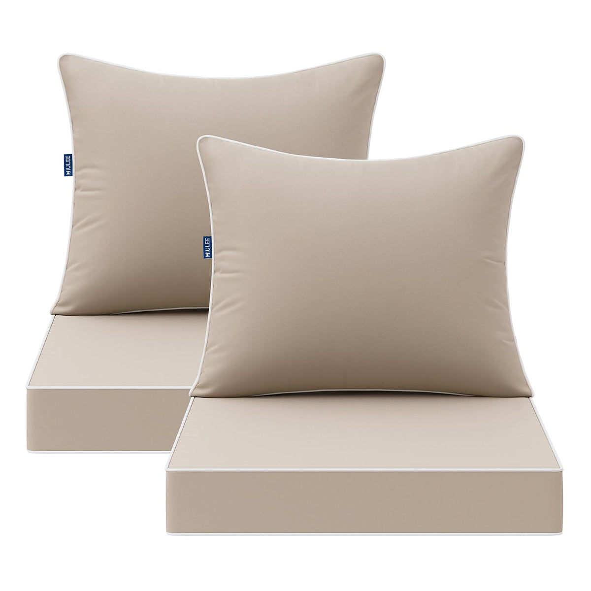 MIULEE front view of two beige seat cushions showing clean lines and comfort