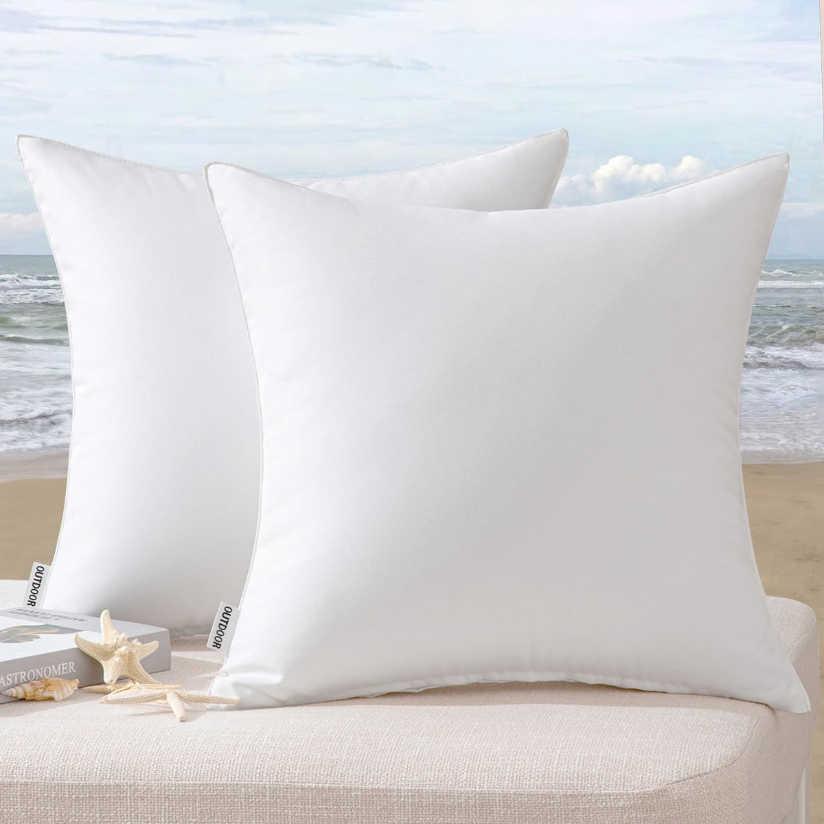 MIULEE front view of white 24x24 pillow cover shows clean protective finish