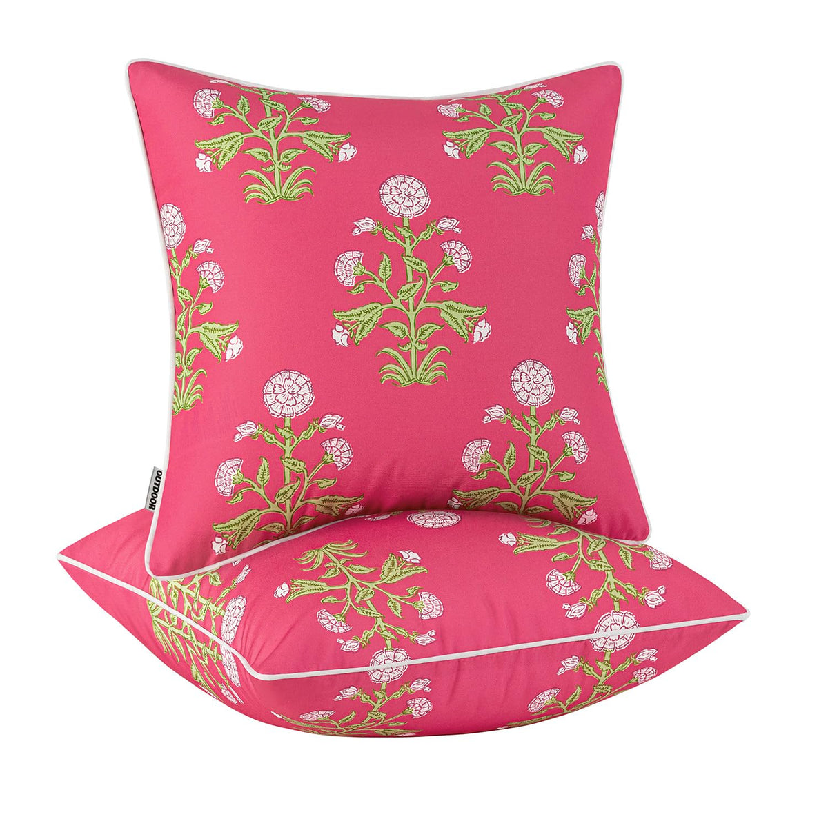 MIULEE front view of hot pink floral pillow showing vibrant pattern and instant decor boost