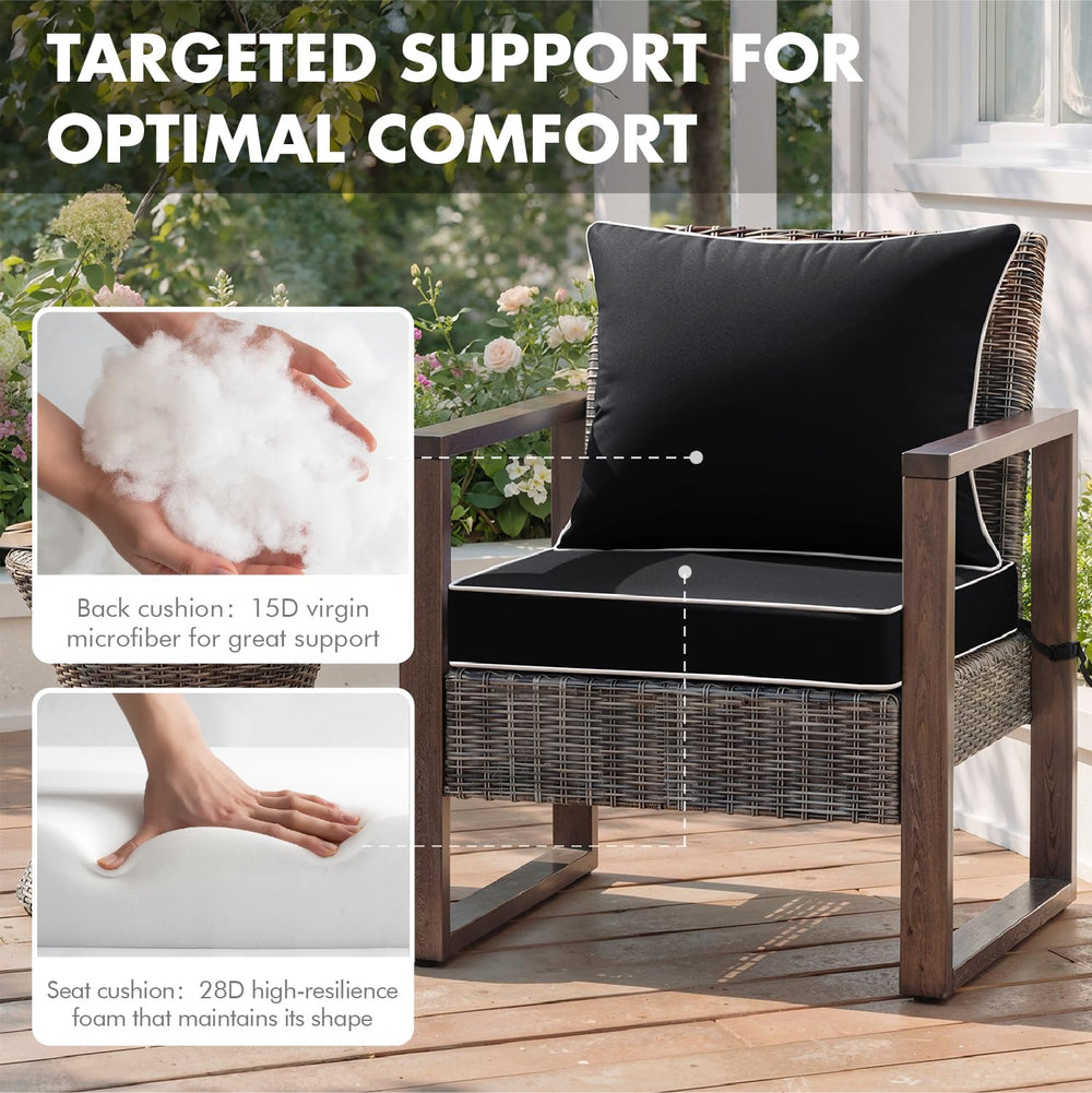 MIULEE cushion placed on patio chair demonstrating outdoor use benefit