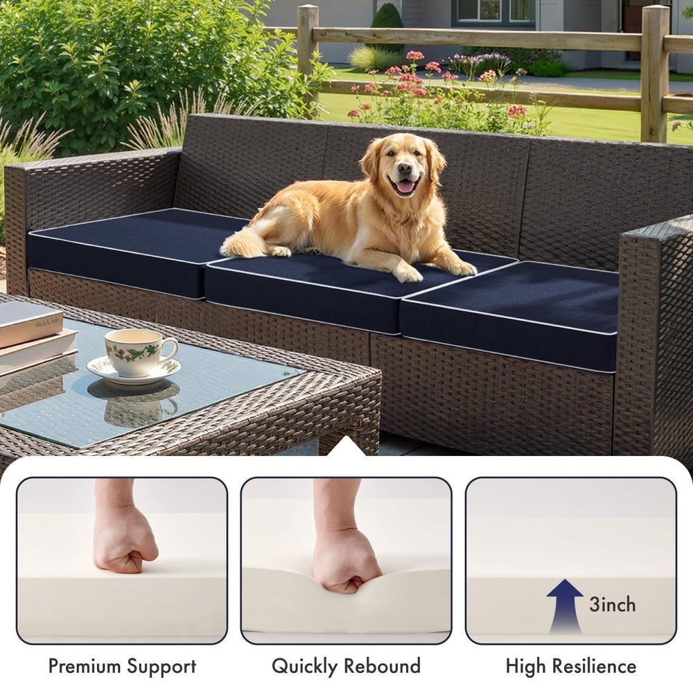 MIULEE navy cushion on wicker chair showing style upgrade benefit