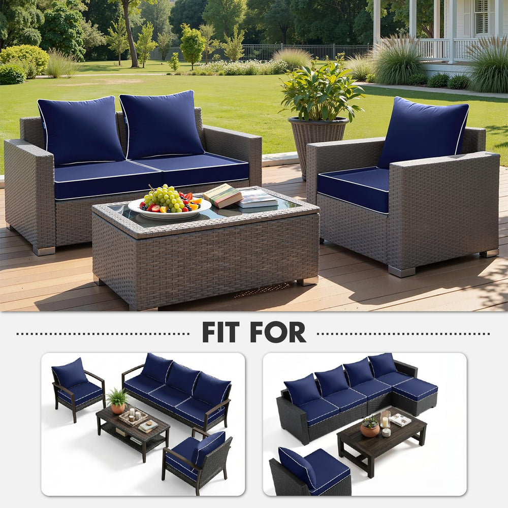 MIULEE seat and back cushions fitted on a patio chair for instant comfort