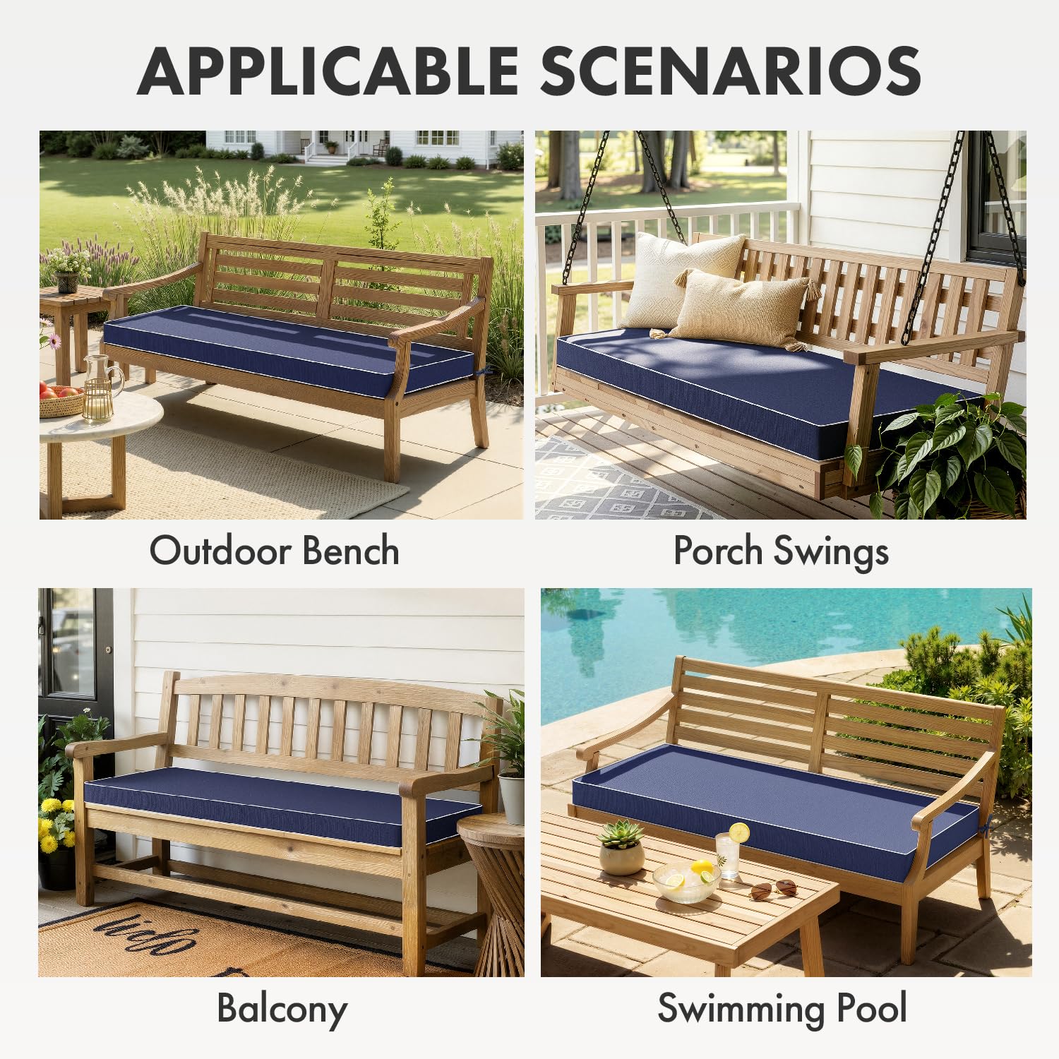 MIULEE tie straps secured to bench ensuring cushion stays in place