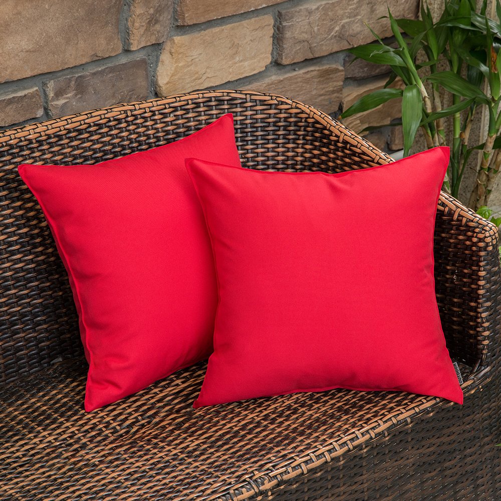 MIULEE red pillow front view showing vibrant color and neat finish