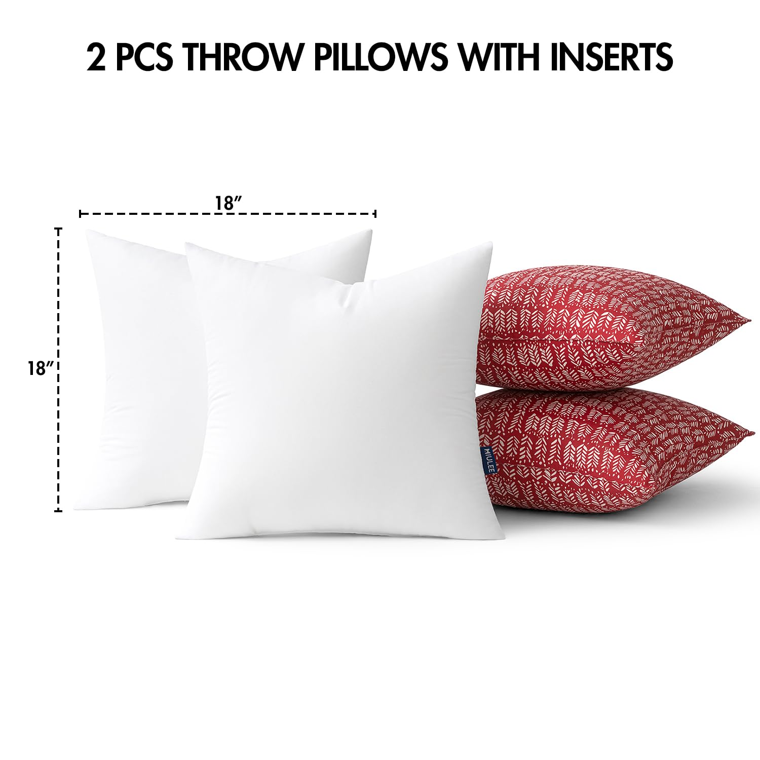 miulee pillows beside chair for scale demonstrating 18x18 inch fit and proportion