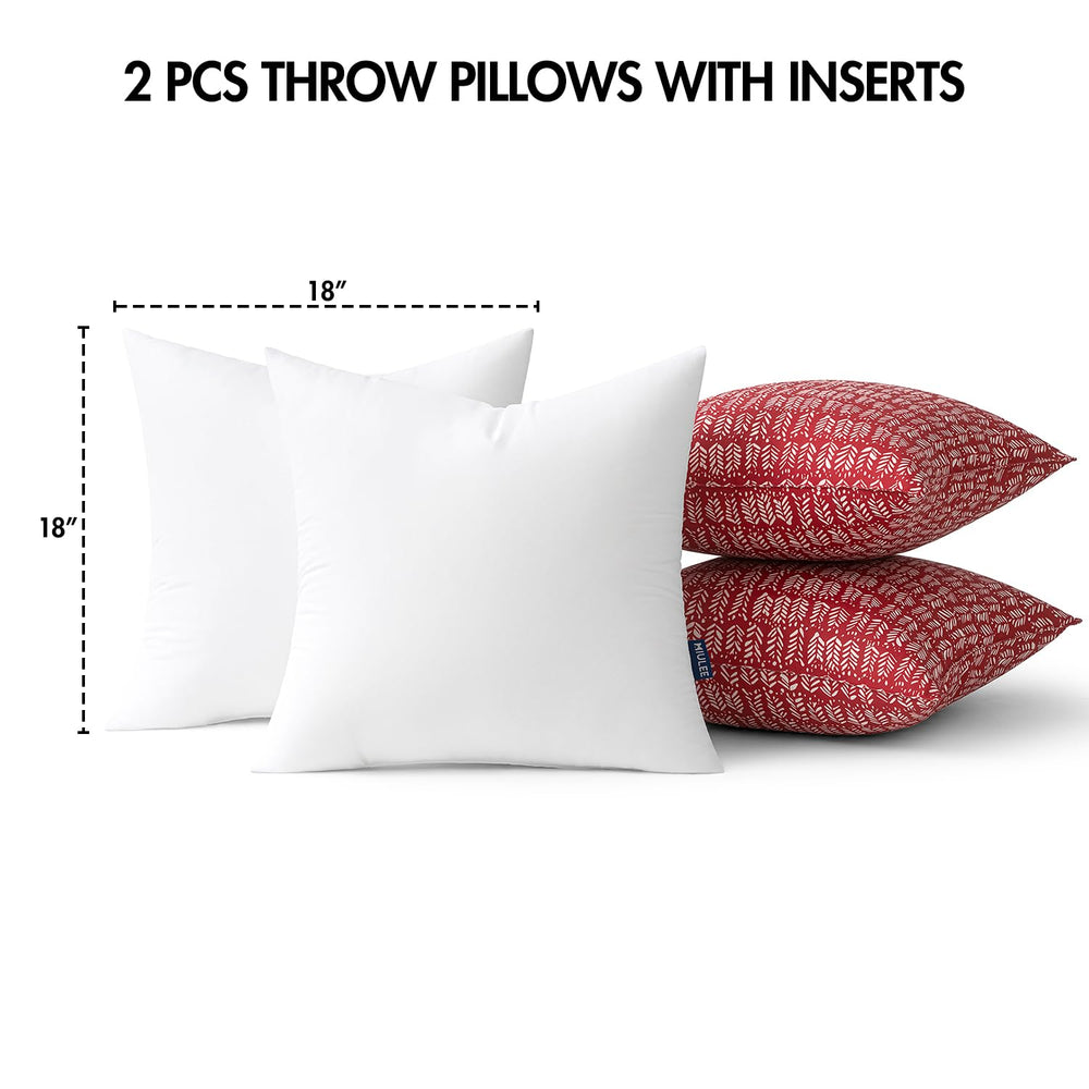 miulee pillows beside chair for scale demonstrating 18x18 inch fit and proportion