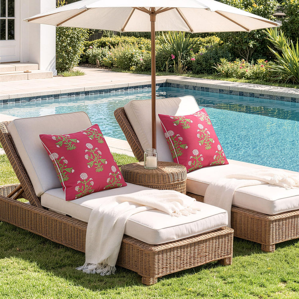 MIULEE styled patio setting with pillows adding bright color and inviting seating