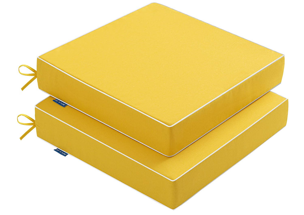 MIULEE front view of two yellow cushions showing bright color and shape benefit: instant patio refresh